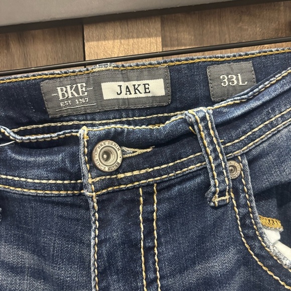 BKE Jake Straight Legs Men’s 33L Blue Denim Jeans - Picture 5 of 10